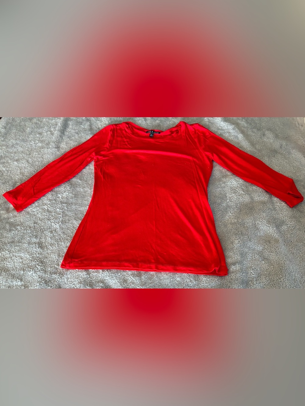 Women's Red 3/4 inch Sleeve Scoop Neck Top Size Small